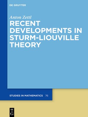 cover image of Recent Developments in Sturm-Liouville Theory